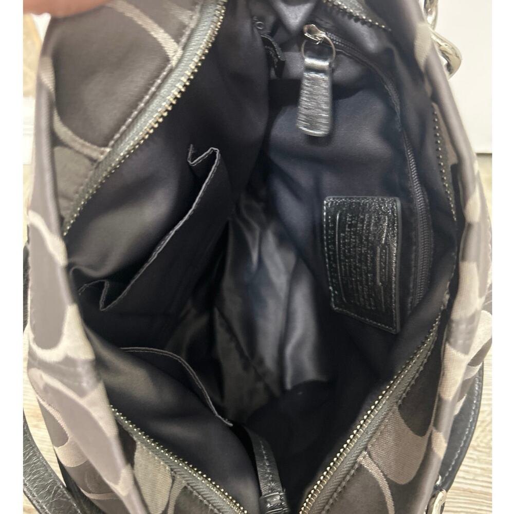 Y2K Coach Brooke Op Art Logo Mania Slouchy Hobo Bag Gray/Brown Metallic F17673 - Picture 16 of 16